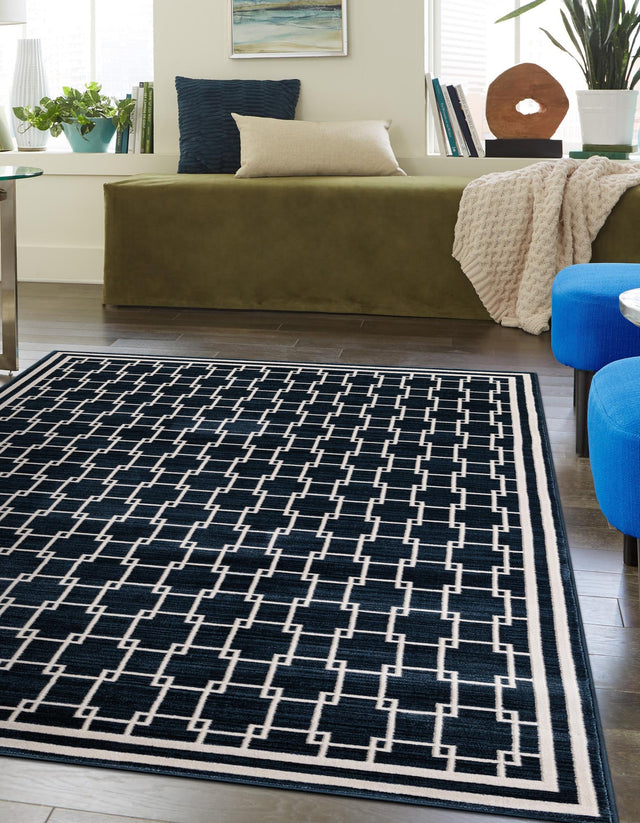 Navy Blue 7' 10 x 10' Jill Zarin Uptown Rectangle Area Rug 70% Polypropylene & 30% Polyester  Contemporary Carpet for Living, Dining, Office, Bedroom for Sale at Rug Engine