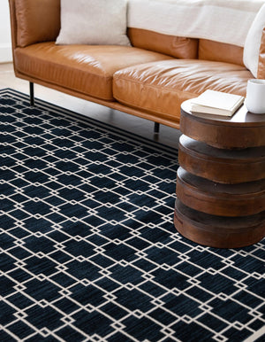 Navy Blue 7' 10 x 10' Jill Zarin Uptown Rectangle Area Rug 70% Polypropylene & 30% Polyester  Contemporary Carpet for Living, Dining, Office, Bedroom for Sale at Rug Engine