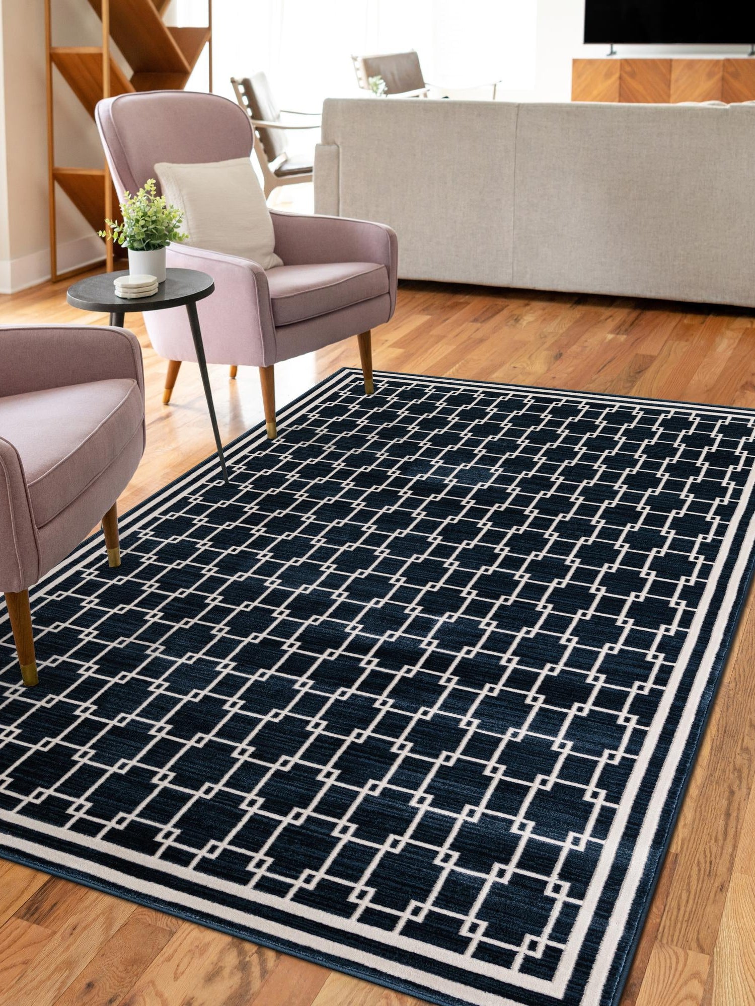 Navy Blue 7' 10 x 10' Jill Zarin Uptown Rectangle Area Rug 70% Polypropylene & 30% Polyester  Contemporary Carpet for Living, Dining, Office, Bedroom for Sale at Rug Engine