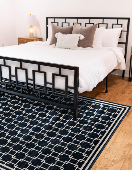 Navy Blue 7' 10 x 10' Jill Zarin Uptown Rectangle Area Rug 70% Polypropylene & 30% Polyester  Contemporary Carpet for Living, Dining, Office, Bedroom for Sale at Rug Engine