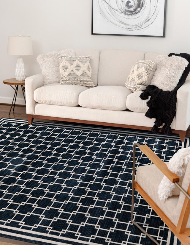 Navy Blue 4' 1 x 6' 1 Jill Zarin Uptown Rectangle Area Rug 70% Polypropylene & 30% Polyester  Contemporary Carpet for Living, Dining, Office, Bedroom for Sale at Rug Engine