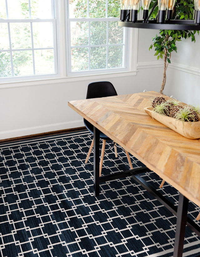 Navy Blue 4' 1 x 6' 1 Jill Zarin Uptown Rectangle Area Rug 70% Polypropylene & 30% Polyester  Contemporary Carpet for Living, Dining, Office, Bedroom for Sale at Rug Engine