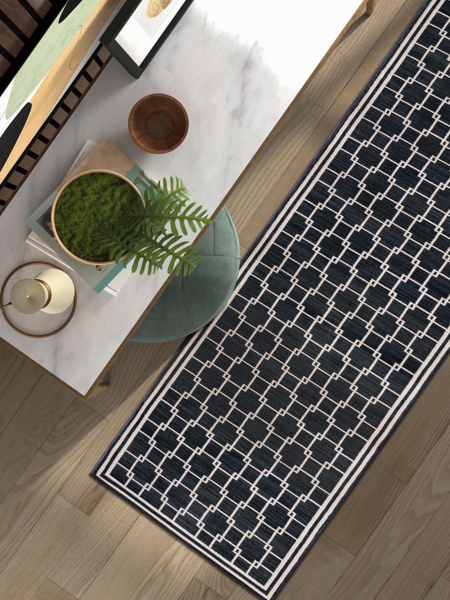 Navy Blue 2' 7 x 12' Jill Zarin Uptown Runner Area Rug 70% Polypropylene & 30% Polyester  Contemporary Carpet for Living, Dining, Office, Bedroom for Sale at Rug Engine