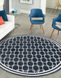 Navy Blue 4' 1 x 4' 1 Jill Zarin Uptown Round Area Rug 70% Polypropylene & 30% Polyester  Contemporary Carpet for Living, Dining, Office, Bedroom for Sale at Rug Engine