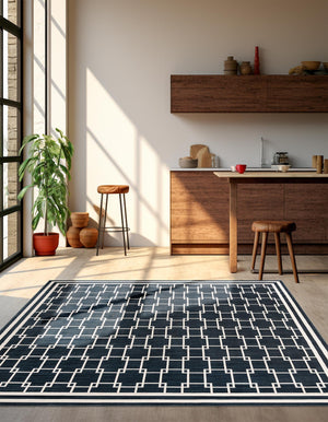 Navy Blue 10' x 10' Jill Zarin Uptown Square Area Rug 70% Polypropylene & 30% Polyester  Contemporary Carpet for Living, Dining, Office, Bedroom for Sale at Rug Engine