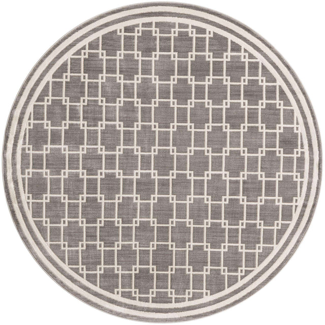 Gray 5' 1 x 5' 1 Jill Zarin Uptown Round Area Rug 70% Polypropylene & 30% Polyester  Contemporary Carpet for Living, Dining, Office, Bedroom for Sale at Rug Engine