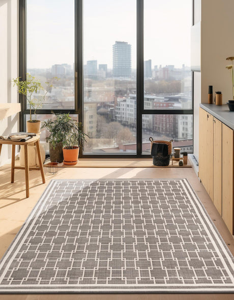 Gray 4' 1 x 6' 1 Jill Zarin Uptown Rectangle Area Rug 70% Polypropylene & 30% Polyester  Contemporary Carpet for Living, Dining, Office, Bedroom for Sale at Rug Engine