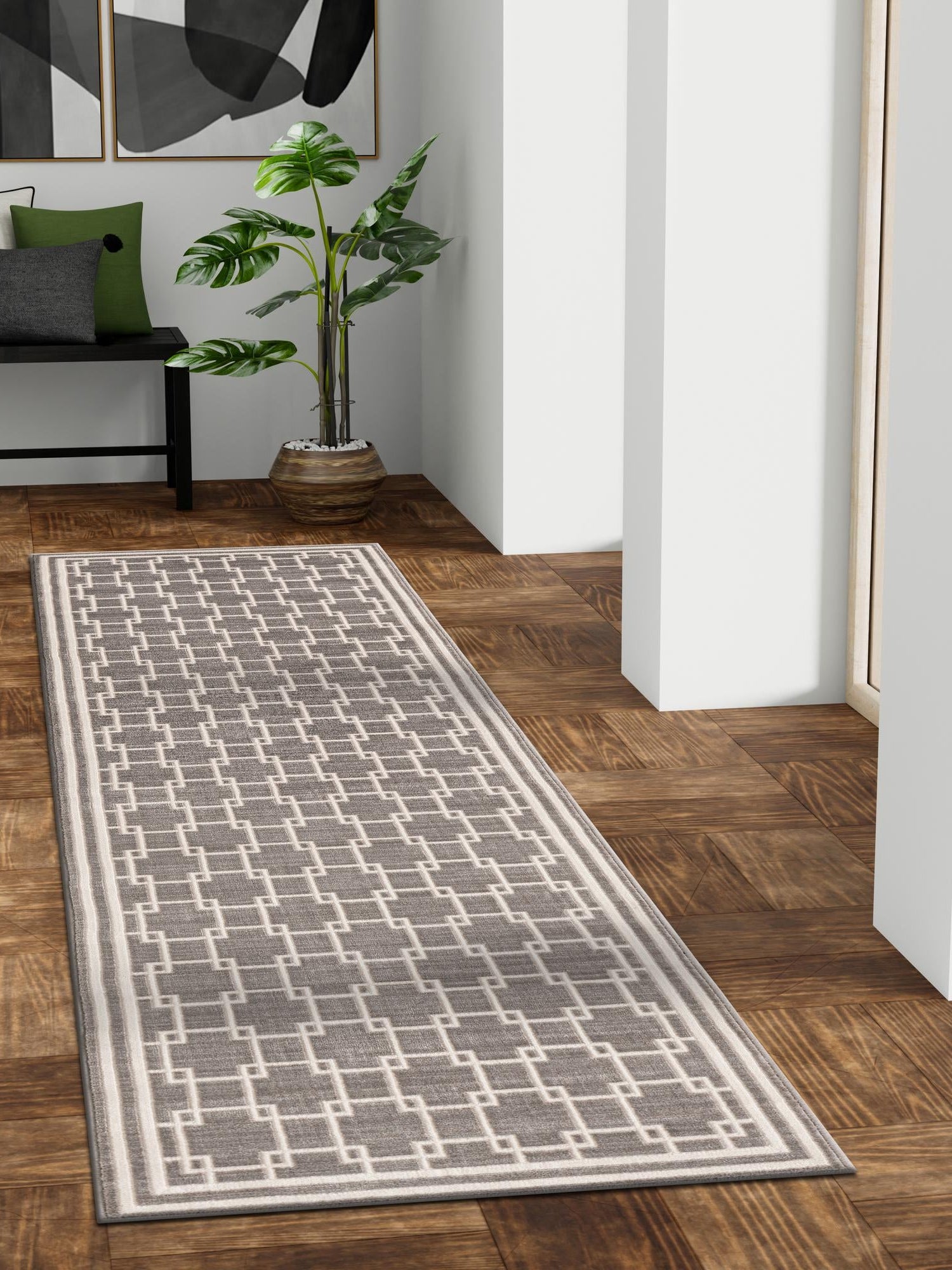 Gray 2' 7 x 10' Jill Zarin Uptown Runner Area Rug 70% Polypropylene & 30% Polyester  Contemporary Carpet for Living, Dining, Office, Bedroom for Sale at Rug Engine