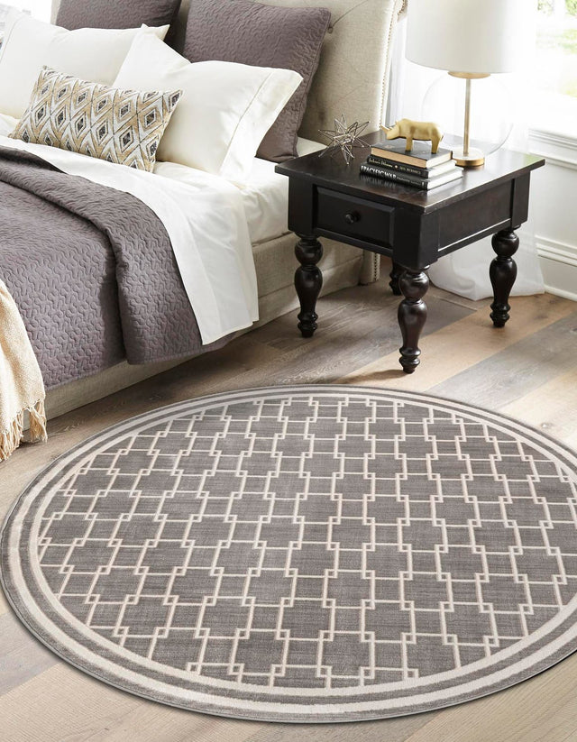 Gray 3' 1 x 3' 1 Jill Zarin Uptown Round Area Rug 70% Polypropylene & 30% Polyester  Contemporary Carpet for Living, Dining, Office, Bedroom for Sale at Rug Engine