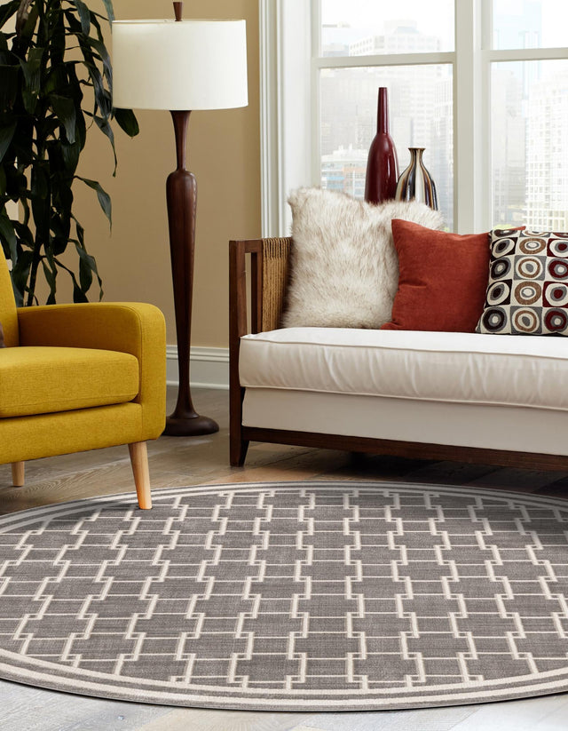 Gray 3' 1 x 3' 1 Jill Zarin Uptown Round Area Rug 70% Polypropylene & 30% Polyester  Contemporary Carpet for Living, Dining, Office, Bedroom for Sale at Rug Engine