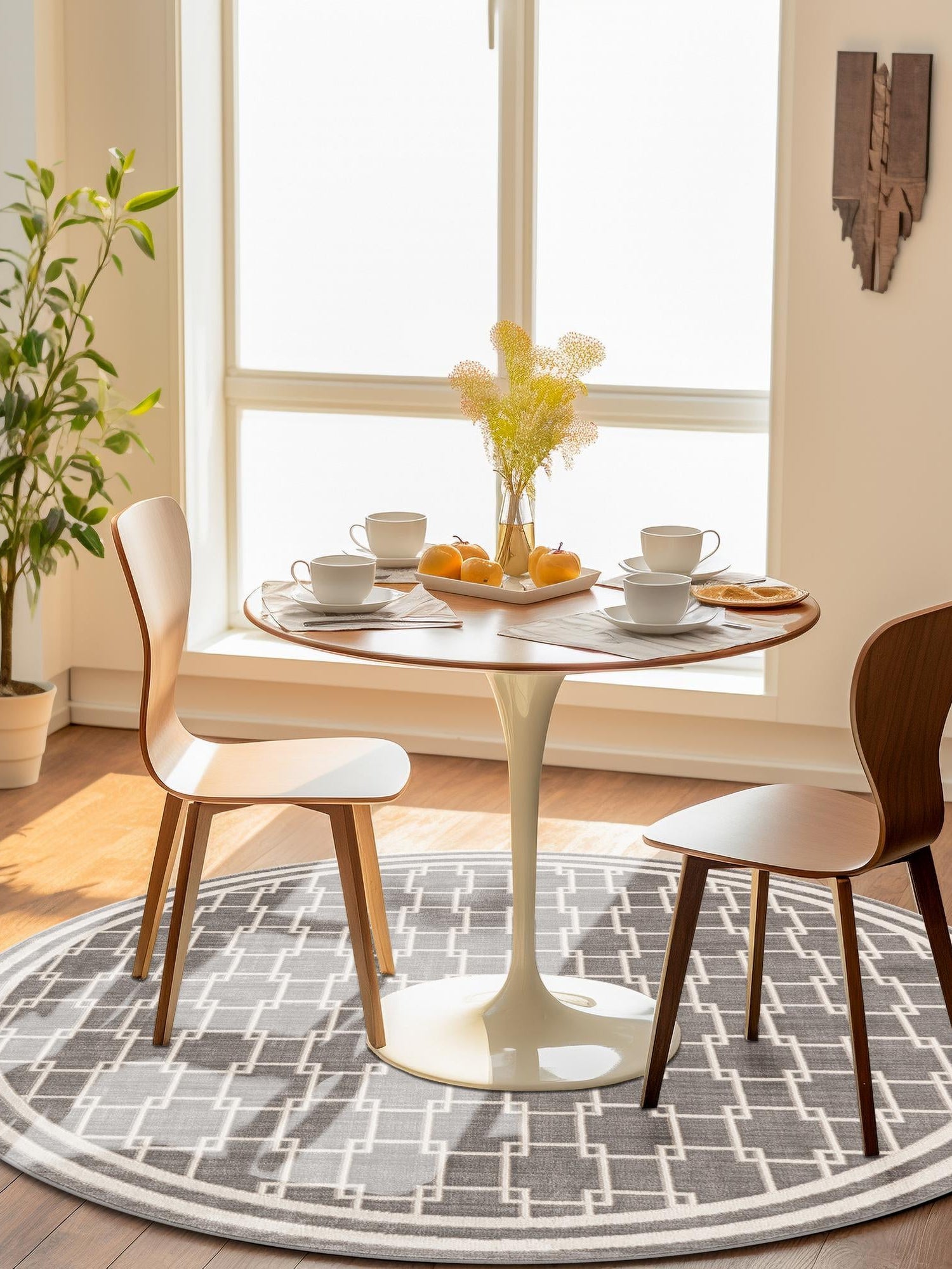 Gray 4' 1 x 4' 1 Jill Zarin Uptown Round Area Rug 70% Polypropylene & 30% Polyester  Contemporary Carpet for Living, Dining, Office, Bedroom for Sale at Rug Engine