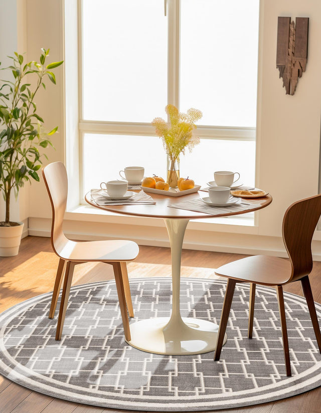 Gray 4' 1 x 4' 1 Jill Zarin Uptown Round Area Rug 70% Polypropylene & 30% Polyester  Contemporary Carpet for Living, Dining, Office, Bedroom for Sale at Rug Engine
