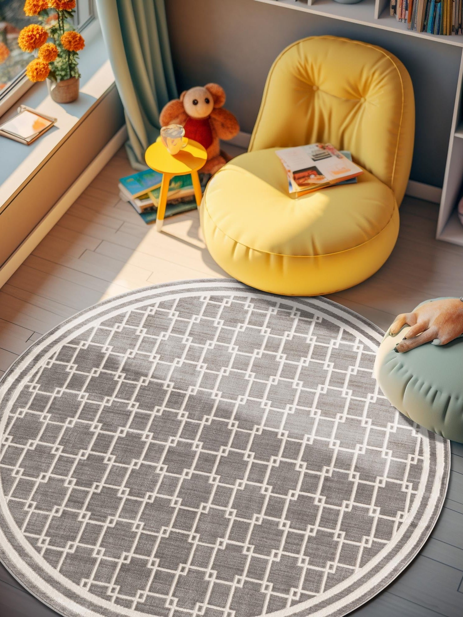 Gray 10' x 10' Jill Zarin Uptown Round Area Rug 70% Polypropylene & 30% Polyester  Contemporary Carpet for Living, Dining, Office, Bedroom for Sale at Rug Engine