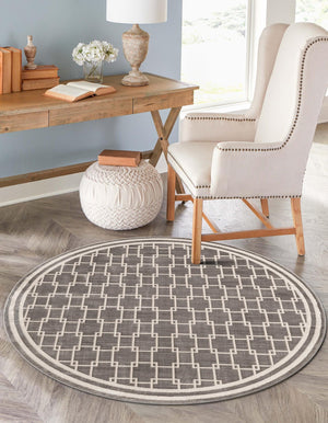 Gray 7' 10 x 7' 10 Jill Zarin Uptown Round Area Rug 70% Polypropylene & 30% Polyester  Contemporary Carpet for Living, Dining, Office, Bedroom for Sale at Rug Engine