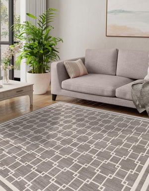 Gray 10' x 10' Jill Zarin Uptown Square Area Rug 70% Polypropylene & 30% Polyester  Contemporary Carpet for Living, Dining, Office, Bedroom for Sale at Rug Engine