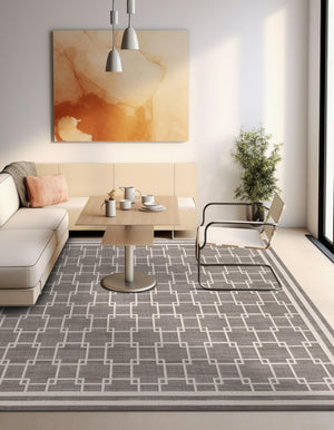 Gray 10' x 10' Jill Zarin Uptown Square Area Rug 70% Polypropylene & 30% Polyester  Contemporary Carpet for Living, Dining, Office, Bedroom for Sale at Rug Engine