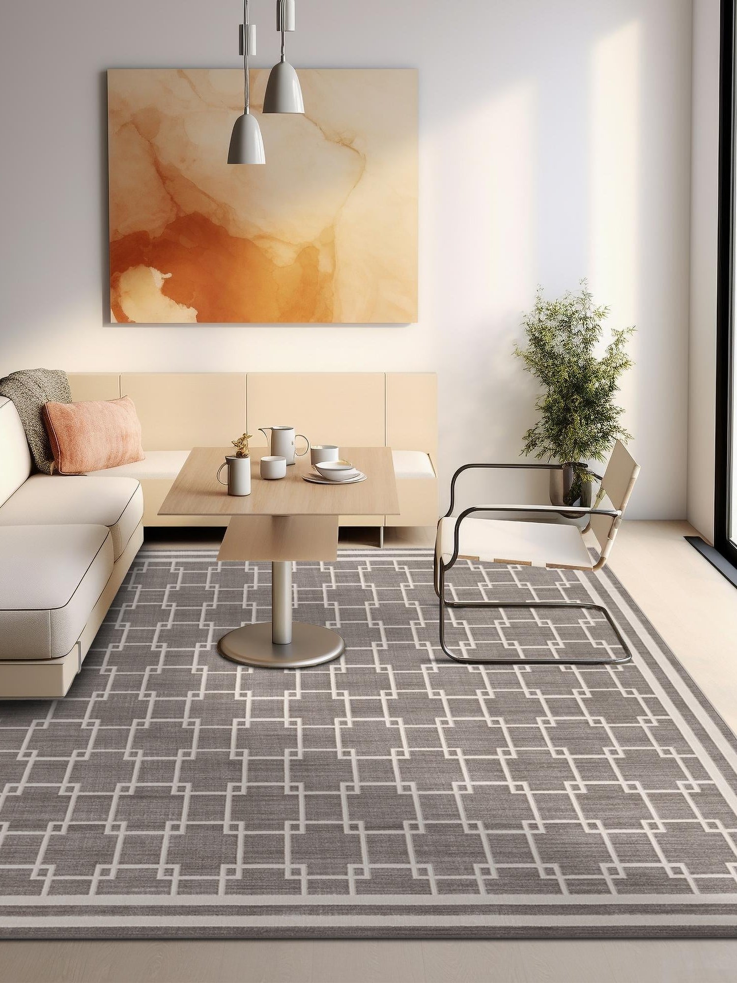 Gray 7' 10 x 7' 10 Jill Zarin Uptown Square Area Rug 70% Polypropylene & 30% Polyester  Contemporary Carpet for Living, Dining, Office, Bedroom for Sale at Rug Engine
