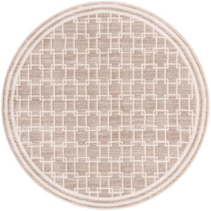 Beige 4' 1 x 4' 1 Jill Zarin Uptown Round Area Rug 70% Polypropylene & 30% Polyester  Contemporary Carpet for Living, Dining, Office, Bedroom for Sale at Rug Engine