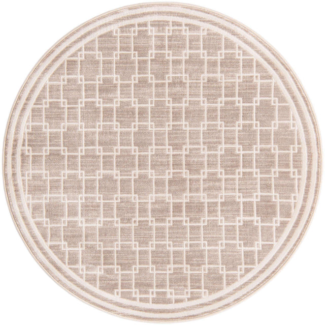 Beige 4' 1 x 4' 1 Jill Zarin Uptown Round Area Rug 70% Polypropylene & 30% Polyester  Contemporary Carpet for Living, Dining, Office, Bedroom for Sale at Rug Engine