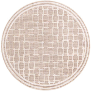 Beige 5' 1 x 5' 1 Jill Zarin Uptown Round Area Rug 70% Polypropylene & 30% Polyester  Contemporary Carpet for Living, Dining, Office, Bedroom for Sale at Rug Engine