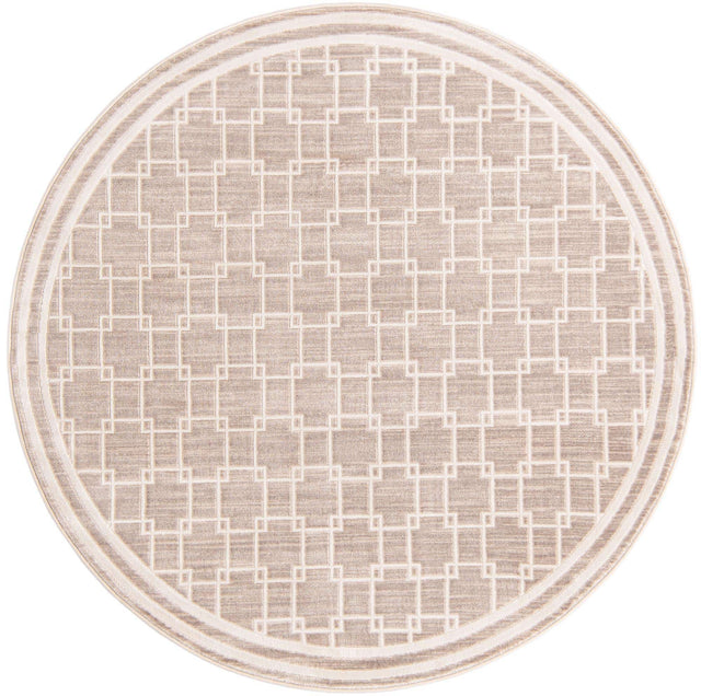 Beige 5' 1 x 5' 1 Jill Zarin Uptown Round Area Rug 70% Polypropylene & 30% Polyester  Contemporary Carpet for Living, Dining, Office, Bedroom for Sale at Rug Engine