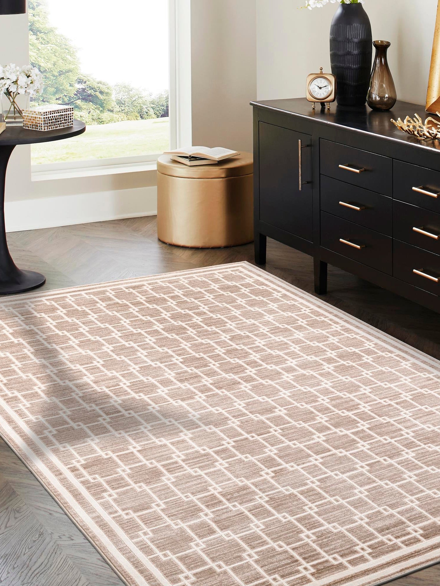 Beige 2' x 3' 1 Jill Zarin Uptown Rectangle Area Rug 70% Polypropylene & 30% Polyester  Contemporary Carpet for Living, Dining, Office, Bedroom for Sale at Rug Engine
