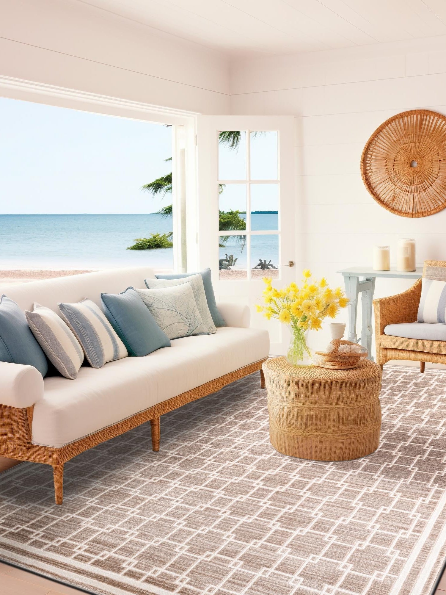 Beige 2' x 3' 1 Jill Zarin Uptown Rectangle Area Rug 70% Polypropylene & 30% Polyester  Contemporary Carpet for Living, Dining, Office, Bedroom for Sale at Rug Engine