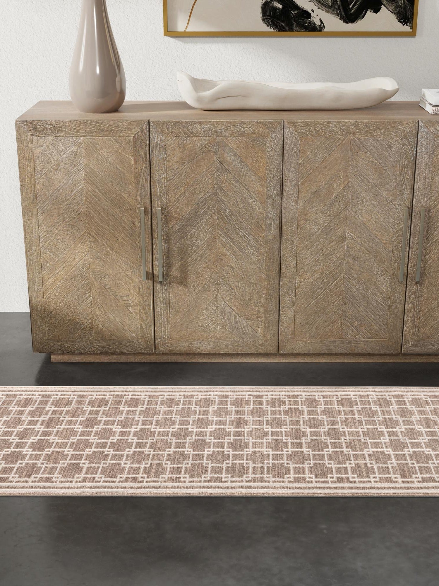 Beige 2' 7 x 10' Jill Zarin Uptown Runner Area Rug 70% Polypropylene & 30% Polyester  Contemporary Carpet for Living, Dining, Office, Bedroom for Sale at Rug Engine