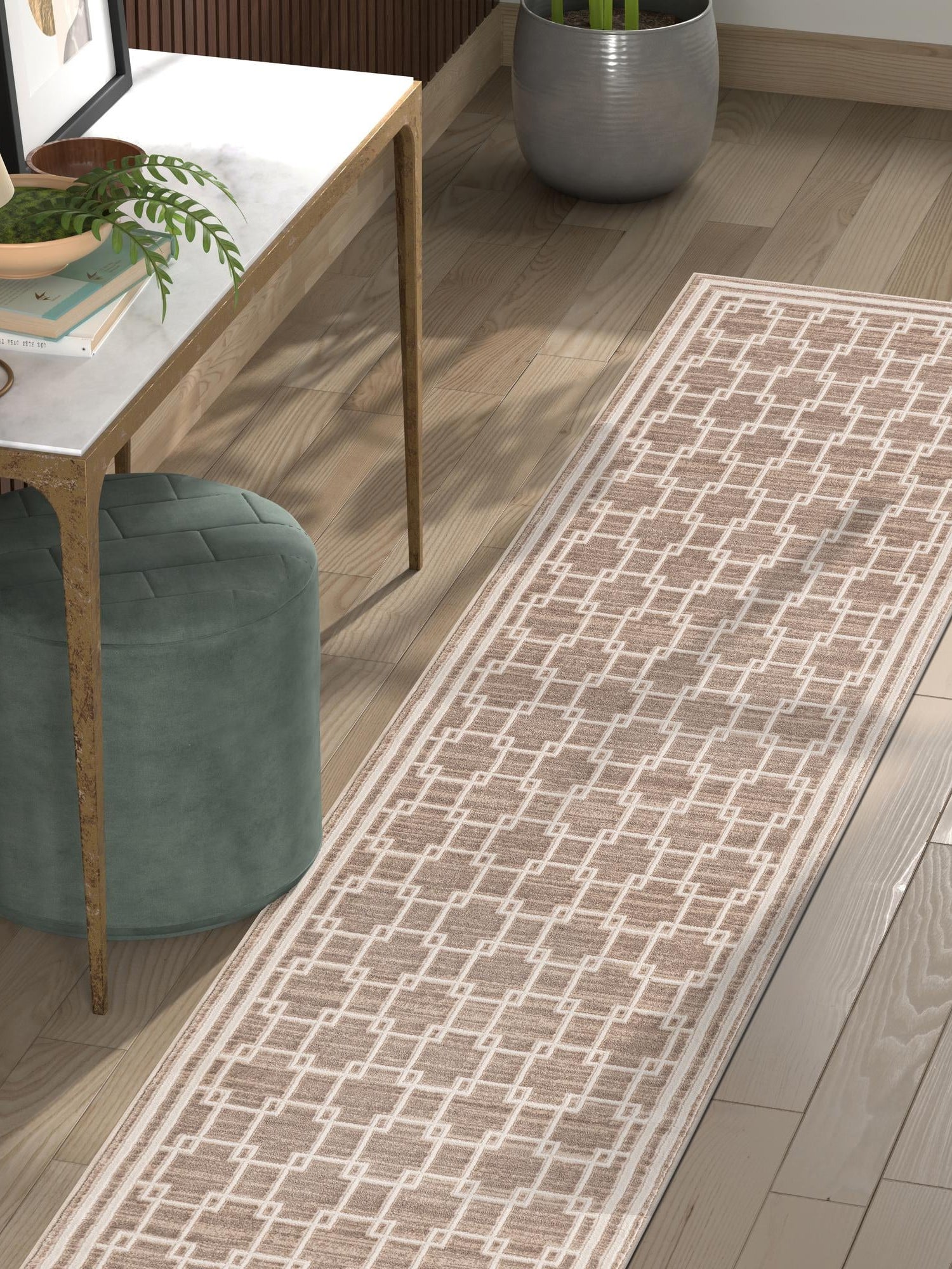 Beige 2' 7 x 10' Jill Zarin Uptown Runner Area Rug 70% Polypropylene & 30% Polyester  Contemporary Carpet for Living, Dining, Office, Bedroom for Sale at Rug Engine