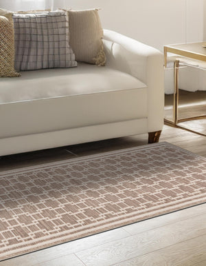 Beige 2' 7 x 10' Jill Zarin Uptown Runner Area Rug 70% Polypropylene & 30% Polyester  Contemporary Carpet for Living, Dining, Office, Bedroom for Sale at Rug Engine