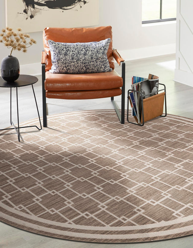Beige 4' 1 x 4' 1 Jill Zarin Uptown Round Area Rug 70% Polypropylene & 30% Polyester  Contemporary Carpet for Living, Dining, Office, Bedroom for Sale at Rug Engine