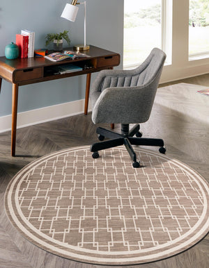 Beige 3' 1 x 3' 1 Jill Zarin Uptown Round Area Rug 70% Polypropylene & 30% Polyester  Contemporary Carpet for Living, Dining, Office, Bedroom for Sale at Rug Engine