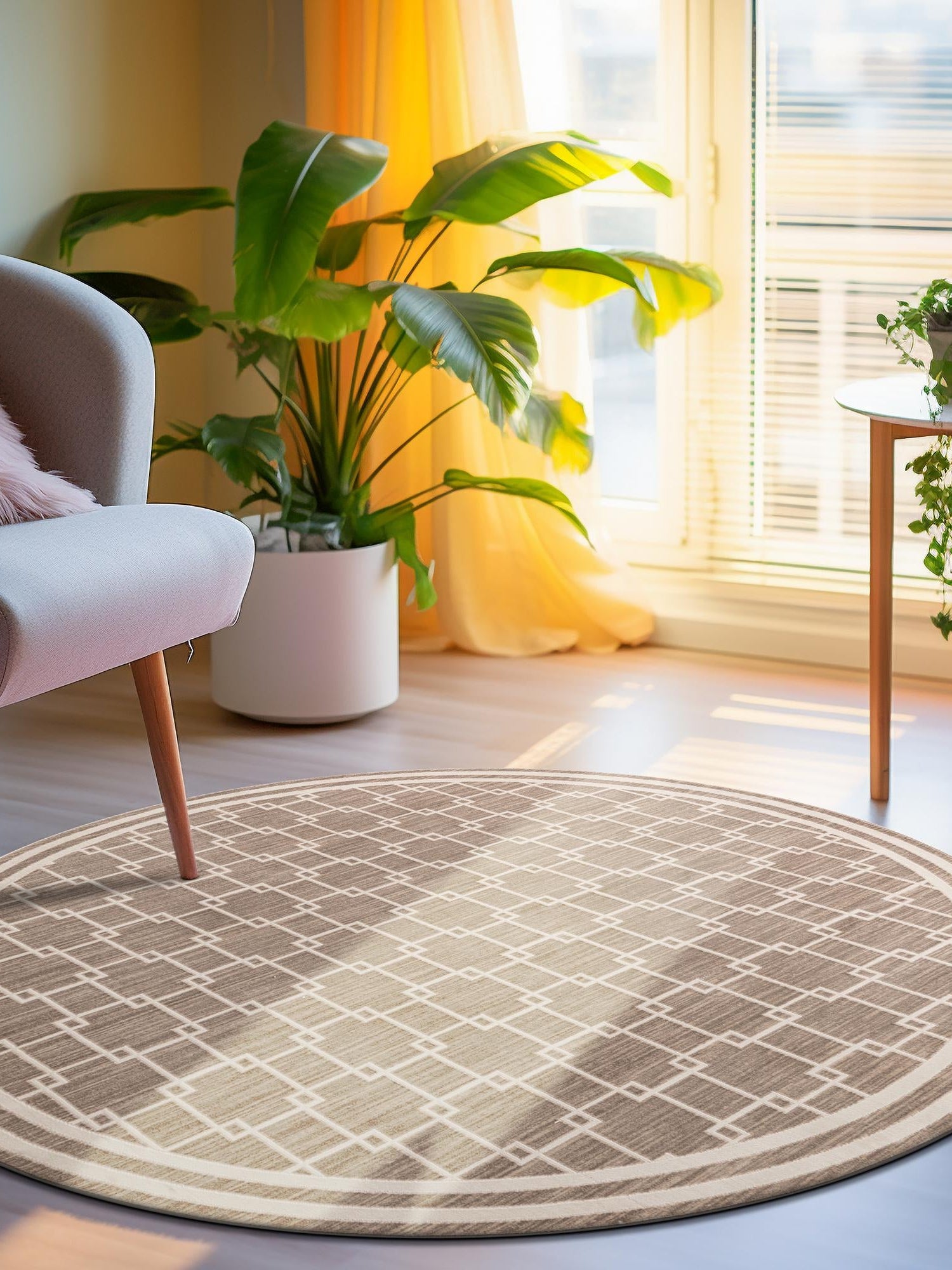 Beige 10' x 10' Jill Zarin Uptown Round Area Rug 70% Polypropylene & 30% Polyester  Contemporary Carpet for Living, Dining, Office, Bedroom for Sale at Rug Engine