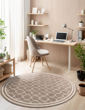 Beige 4' 1 x 4' 1 Jill Zarin Uptown Round Area Rug 70% Polypropylene & 30% Polyester  Contemporary Carpet for Living, Dining, Office, Bedroom for Sale at Rug Engine