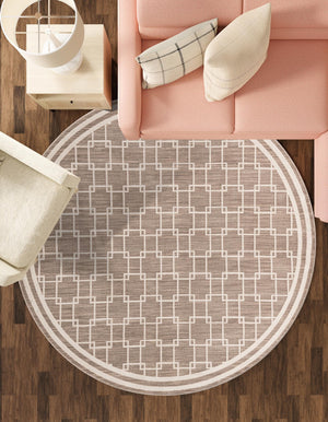 Beige 10' x 10' Jill Zarin Uptown Round Area Rug 70% Polypropylene & 30% Polyester  Contemporary Carpet for Living, Dining, Office, Bedroom for Sale at Rug Engine