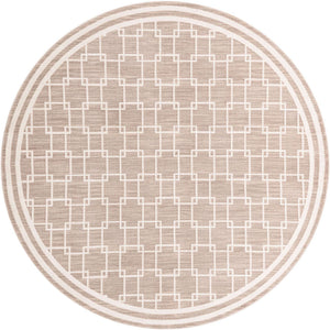 Beige 7' 10 x 7' 10 Jill Zarin Uptown Round Area Rug 70% Polypropylene & 30% Polyester  Contemporary Carpet for Living, Dining, Office, Bedroom for Sale at Rug Engine