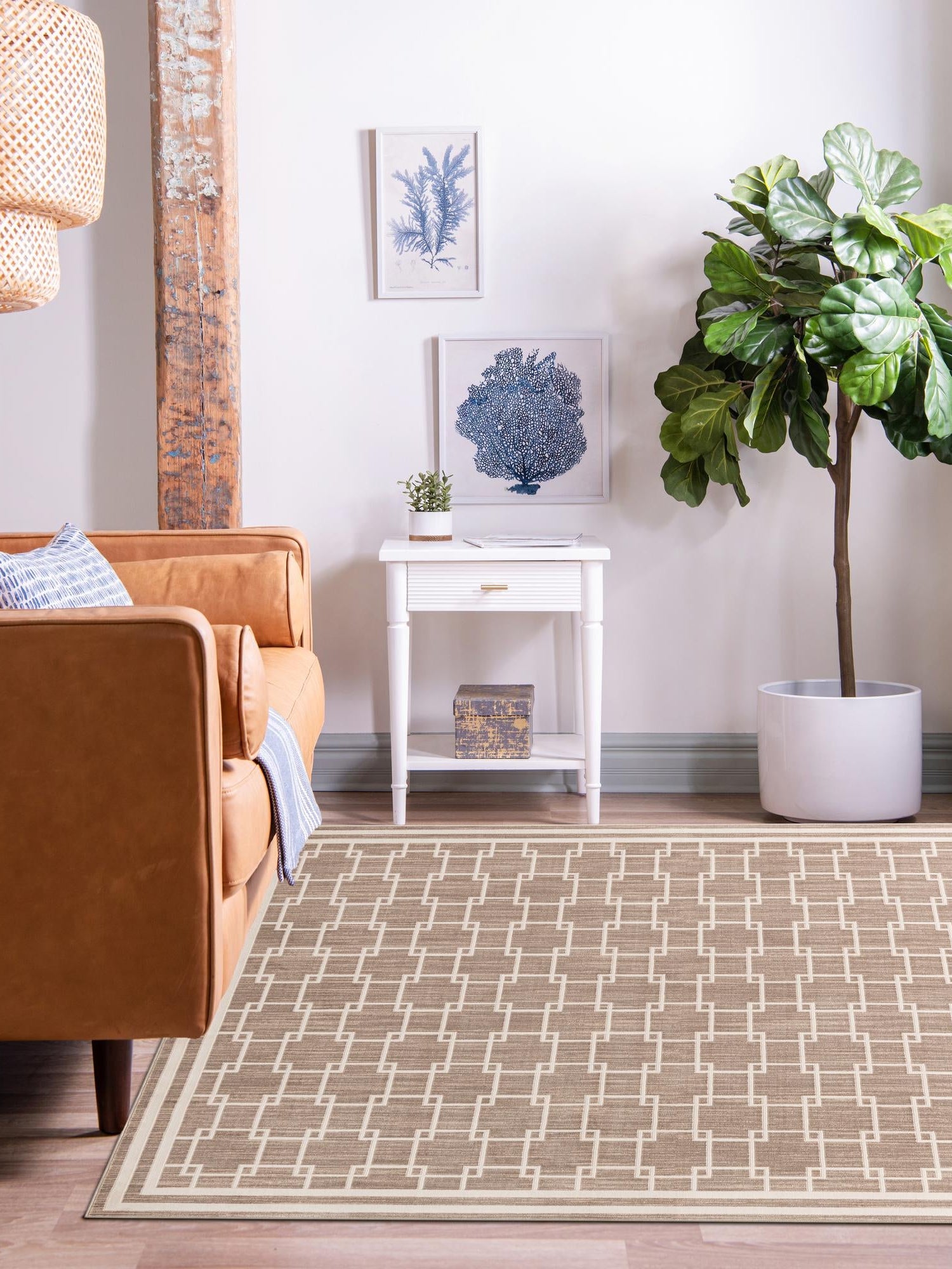 Beige 7' 10 x 7' 10 Jill Zarin Uptown Square Area Rug 70% Polypropylene & 30% Polyester  Contemporary Carpet for Living, Dining, Office, Bedroom for Sale at Rug Engine