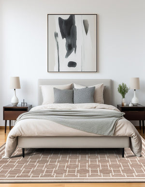 Beige 7' 10 x 7' 10 Jill Zarin Uptown Square Area Rug 70% Polypropylene & 30% Polyester  Contemporary Carpet for Living, Dining, Office, Bedroom for Sale at Rug Engine