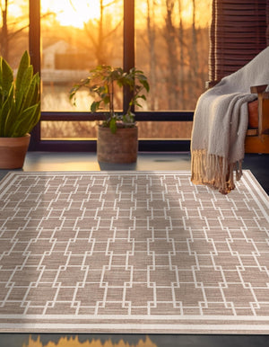 Beige 10' x 10' Jill Zarin Uptown Square Area Rug 70% Polypropylene & 30% Polyester  Contemporary Carpet for Living, Dining, Office, Bedroom for Sale at Rug Engine