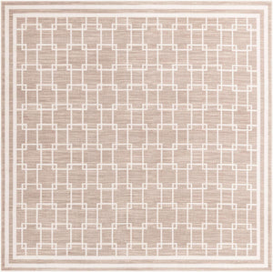 Beige 7' 10 x 7' 10 Jill Zarin Uptown Square Area Rug 70% Polypropylene & 30% Polyester  Contemporary Carpet for Living, Dining, Office, Bedroom for Sale at Rug Engine