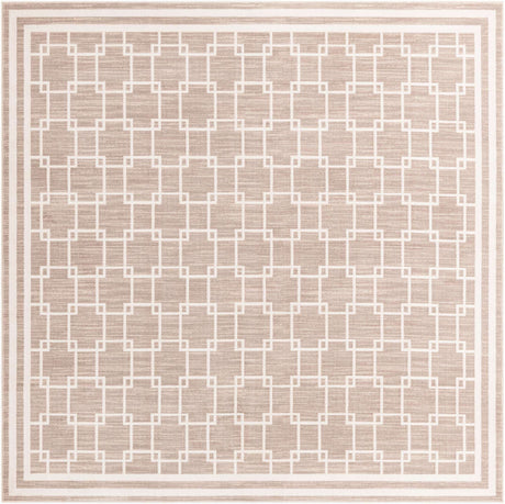Beige 7' 10 x 7' 10 Jill Zarin Uptown Square Area Rug 70% Polypropylene & 30% Polyester  Contemporary Carpet for Living, Dining, Office, Bedroom for Sale at Rug Engine