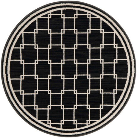 Black 3' 1 x 3' 1 Jill Zarin Uptown Round Area Rug 70% Polypropylene & 30% Polyester  Contemporary Carpet for Living, Dining, Office, Bedroom for Sale at Rug Engine
