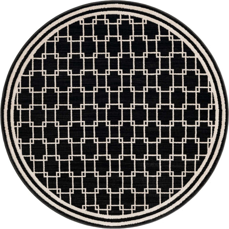 Black 4' 1 x 4' 1 Jill Zarin Uptown Round Area Rug 70% Polypropylene & 30% Polyester  Contemporary Carpet for Living, Dining, Office, Bedroom for Sale at Rug Engine