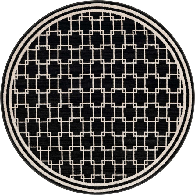 Black 4' 1 x 4' 1 Jill Zarin Uptown Round Area Rug 70% Polypropylene & 30% Polyester  Contemporary Carpet for Living, Dining, Office, Bedroom for Sale at Rug Engine