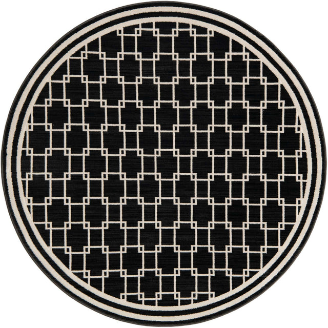 Black 5' 1 x 5' 1 Jill Zarin Uptown Round Area Rug 70% Polypropylene & 30% Polyester  Contemporary Carpet for Living, Dining, Office, Bedroom for Sale at Rug Engine