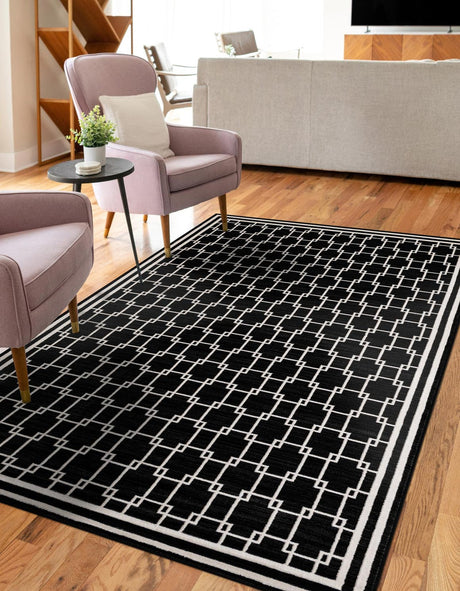 Black 5' 1 x 8' Jill Zarin Uptown Rectangle Area Rug 70% Polypropylene & 30% Polyester  Contemporary Carpet for Living, Dining, Office, Bedroom for Sale at Rug Engine