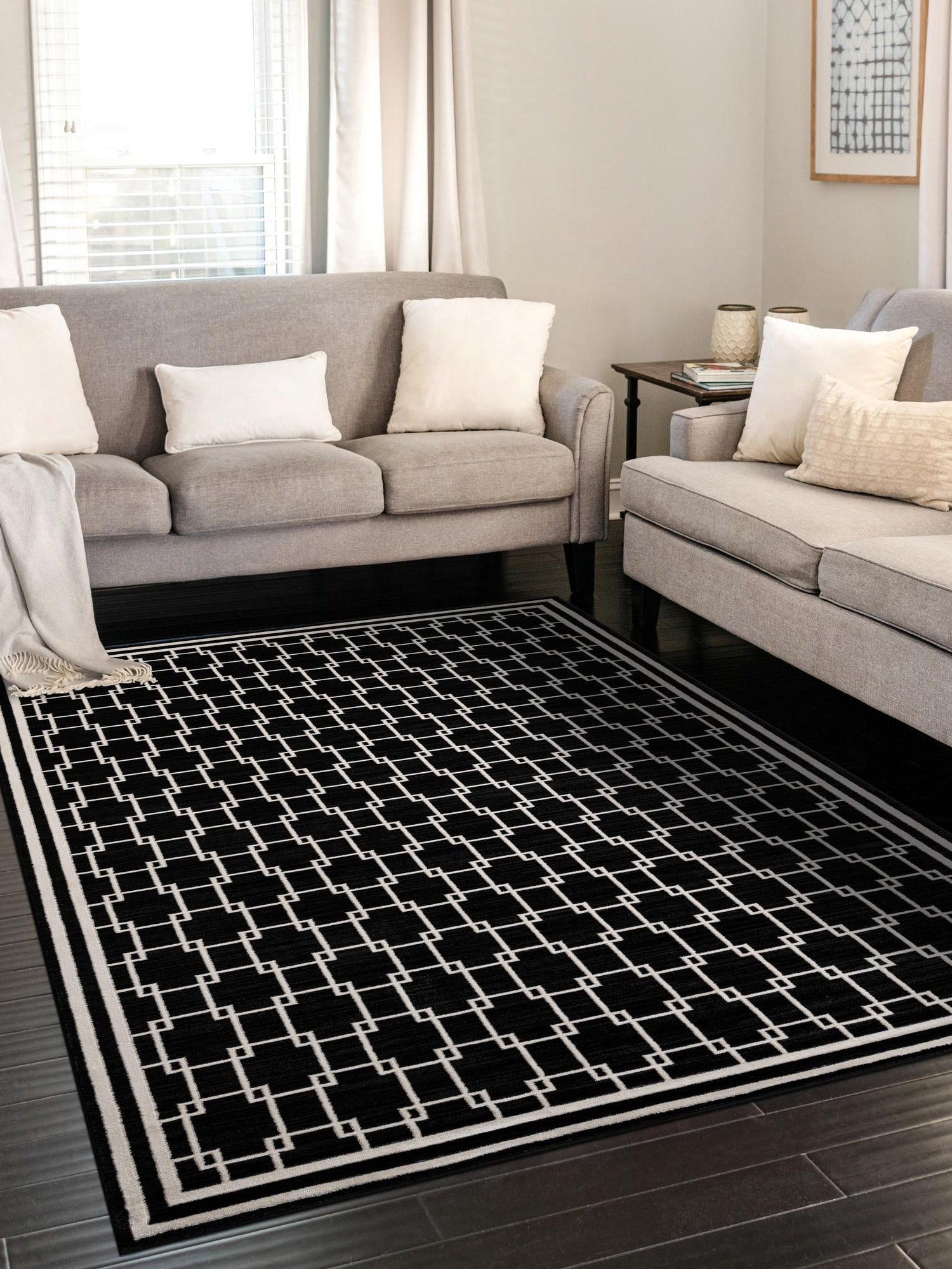 Black 10' x 13' 1 Jill Zarin Uptown Rectangle Area Rug 70% Polypropylene & 30% Polyester  Contemporary Carpet for Living, Dining, Office, Bedroom for Sale at Rug Engine