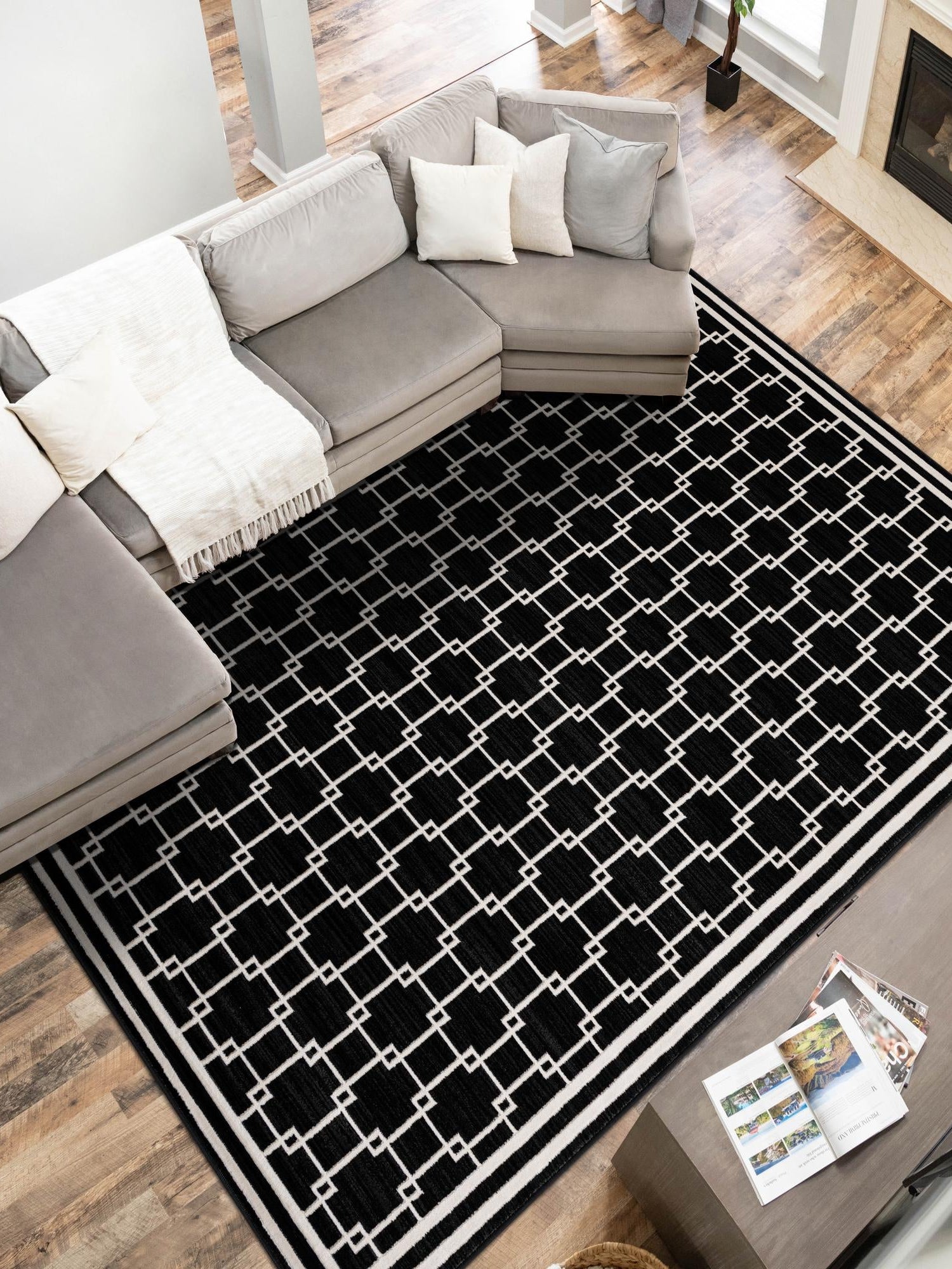 Black 10' x 13' 1 Jill Zarin Uptown Rectangle Area Rug 70% Polypropylene & 30% Polyester  Contemporary Carpet for Living, Dining, Office, Bedroom for Sale at Rug Engine