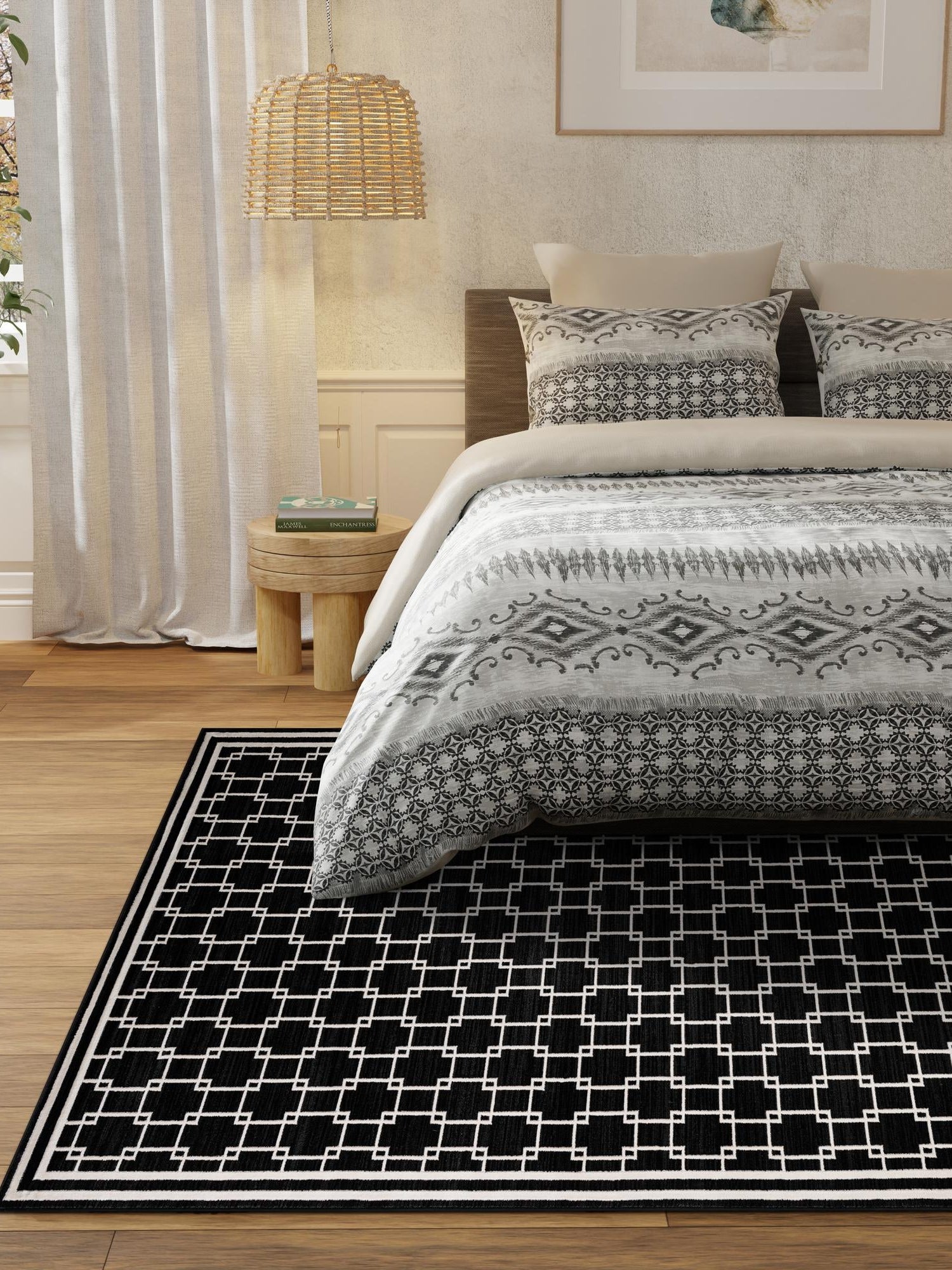 Black 6' 1 x 9' Jill Zarin Uptown Rectangle Area Rug 70% Polypropylene & 30% Polyester  Contemporary Carpet for Living, Dining, Office, Bedroom for Sale at Rug Engine
