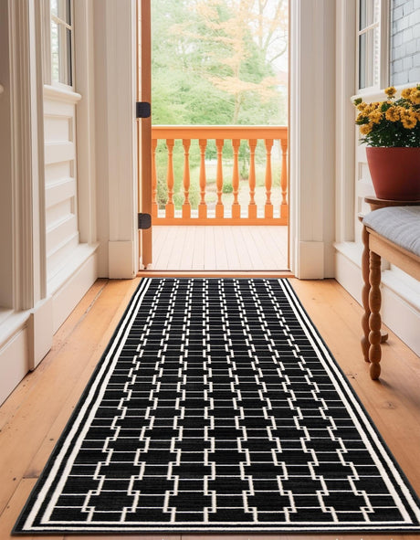 Black 2' 7 x 12' Jill Zarin Uptown Runner Area Rug 70% Polypropylene & 30% Polyester  Contemporary Carpet for Living, Dining, Office, Bedroom for Sale at Rug Engine